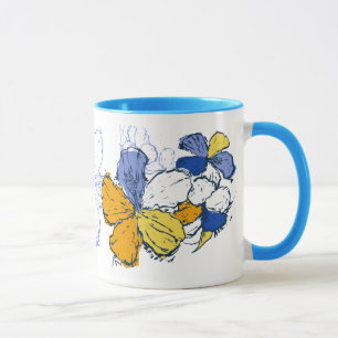 "Doodle Hibiscus" Tasse in Blau
