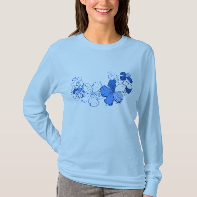 Doodle Hibiskus Ladys T-Shirt (Vorderseite)