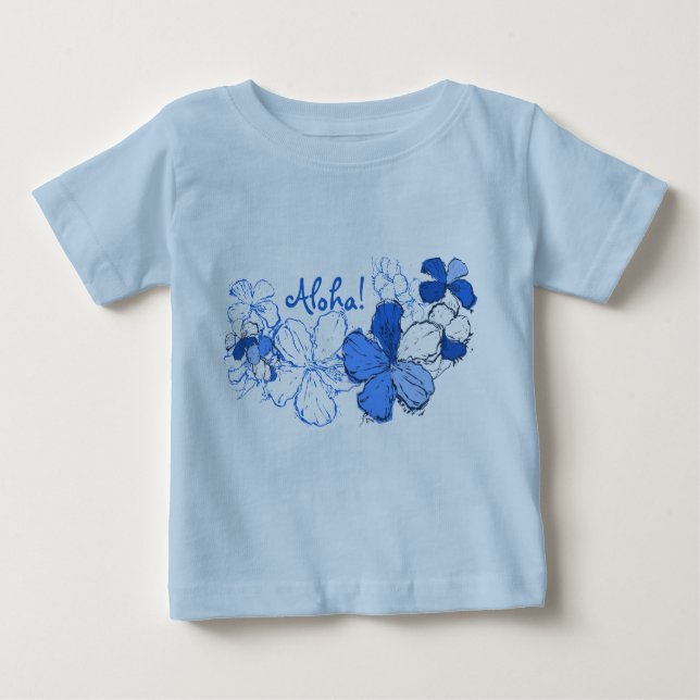 Doodle Hibiskus Säugling T-Shirt (Vorderseite)