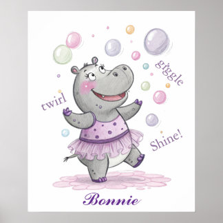 Doodle Hippo Kinderzimmer Niedlich Doodle Tier Poster