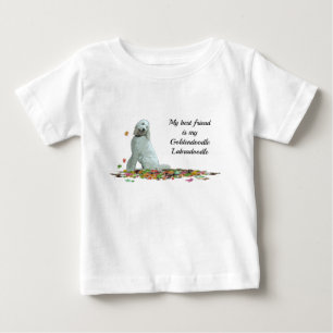 Doodle Hund in Blätter Baby T - Shirt