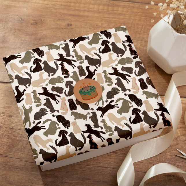 Doodle Hund Silhouette farbenfrohe, nahtlose Muste Geschenkpapier (Von Creator hochgeladen)