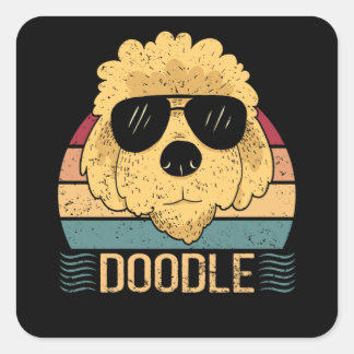 Doodle Hunde Goldendoodle Dog Besitzer Quadratischer Aufkleber