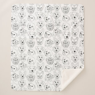 Doodle-Hunde über die gesamte Drucklinie Zeichnen Sherpadecke