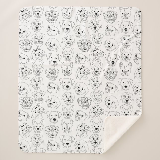 Doodle-Hunde über die gesamte Drucklinie Zeichnend Sherpadecke (Vorderseite)