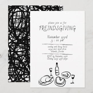 Doodle-Illustration Friendsgiving-Einladung Einladung