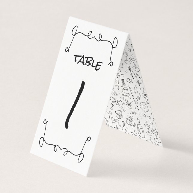 Doodle Illustrationen Hochzeiten in Schwarz und We (Vorderseite)