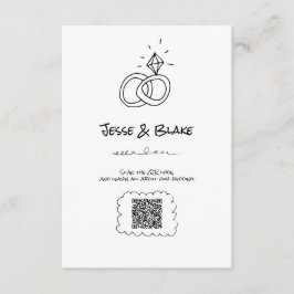 Doodle Illustrationen Hochzeiten in Schwarz und We Begleitkarte