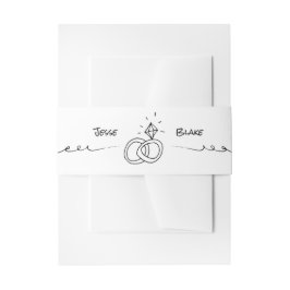 Doodle Illustrationen Hochzeiten in Schwarz und We Einladungsbanderole