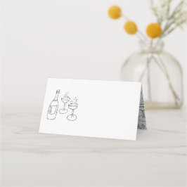 Doodle Illustrationen Hochzeiten in Schwarz und We Platzkarte