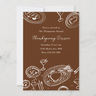 Doodle illustriertes Thanksgiving-Dinner-Feiertag Einladung