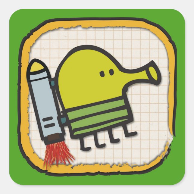 Doodle Jump-Symbol Quadratischer Aufkleber (Vorderseite)