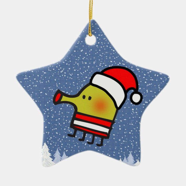 Doodle Jump Weihnachtsstern Keramik Ornament (Vorne)