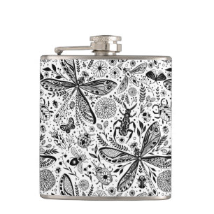 Doodle-Käfer auf dunkelblau Flachmann