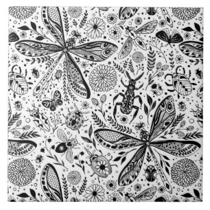 Doodle-Käfer auf dunkelblau Fliese