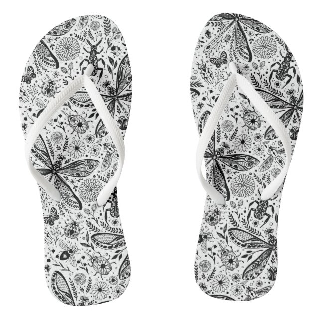 Doodle-Käfer auf dunkelblau Flip Flops (Fußbett)