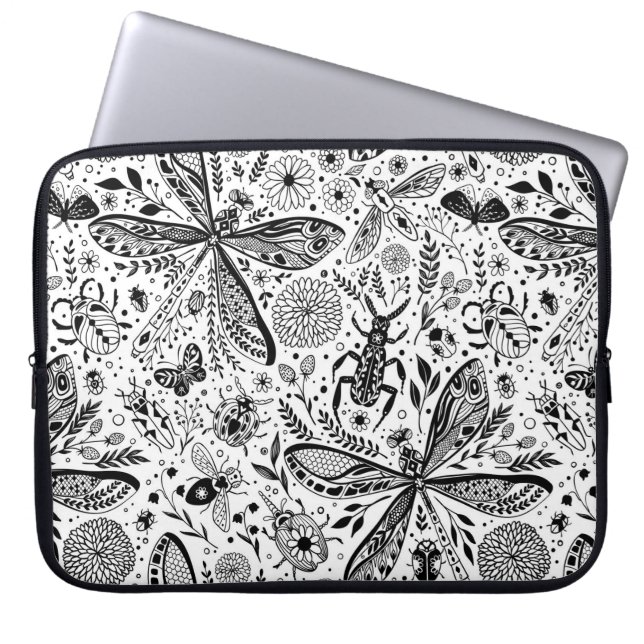 Doodle-Käfer auf dunkelblau Laptopschutzhülle (Vorderseite)