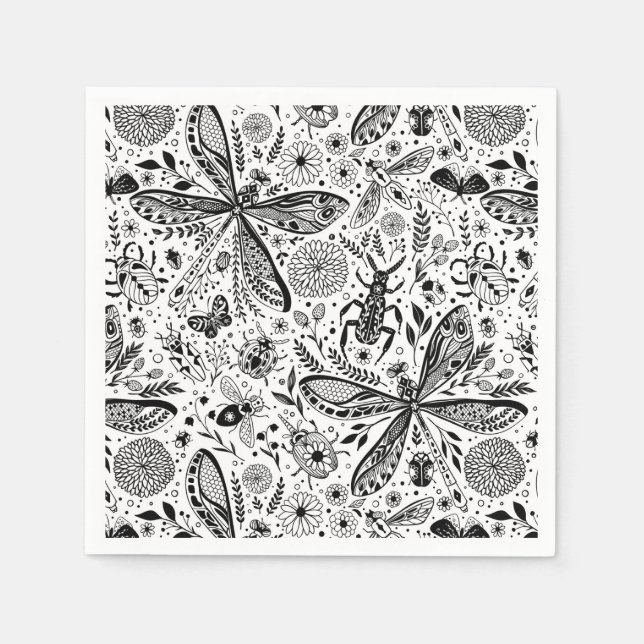 Doodle-Käfer auf dunkelblau Serviette (Vorderseite)