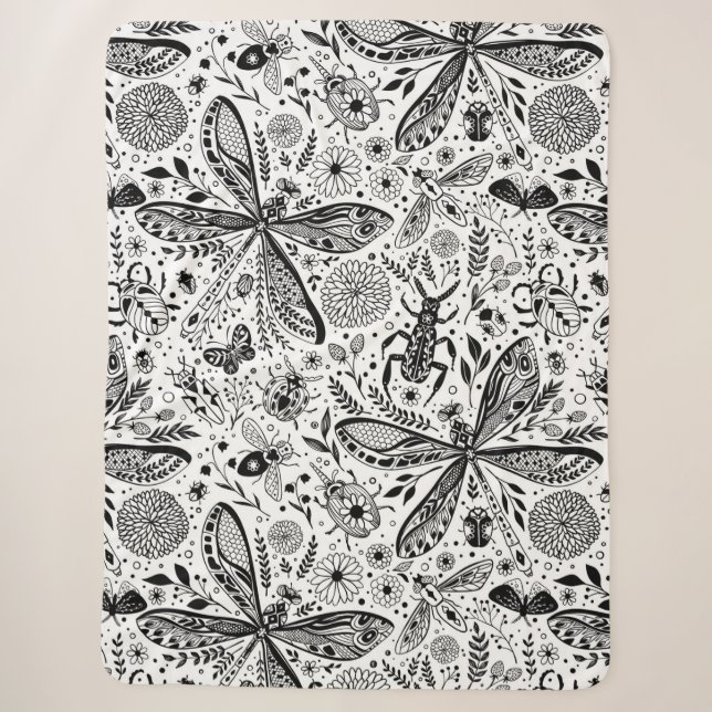 Doodle-Käfer auf dunkelblau Sherpadecke (Vorderseite)