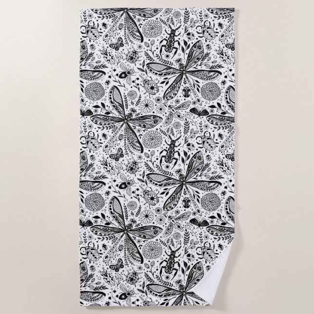 Doodle-Käfer auf dunkelblau Strandtuch (Vorderseite)