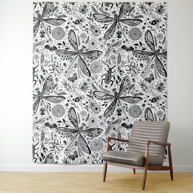 Doodle-Käfer auf dunkelblau Wandteppich (Beispiel)