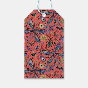 Doodle-Käfer auf Korallenrot Geschenkanhänger