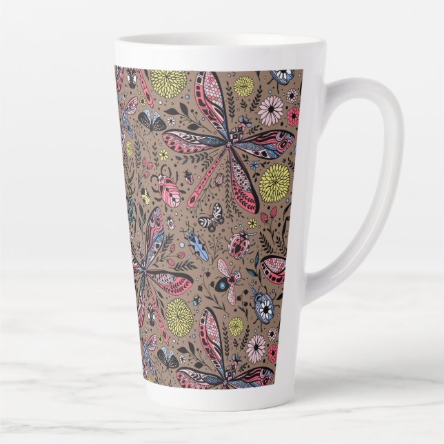 Doodle-Käfer auf mocha-braun Milchtasse (Rechts)