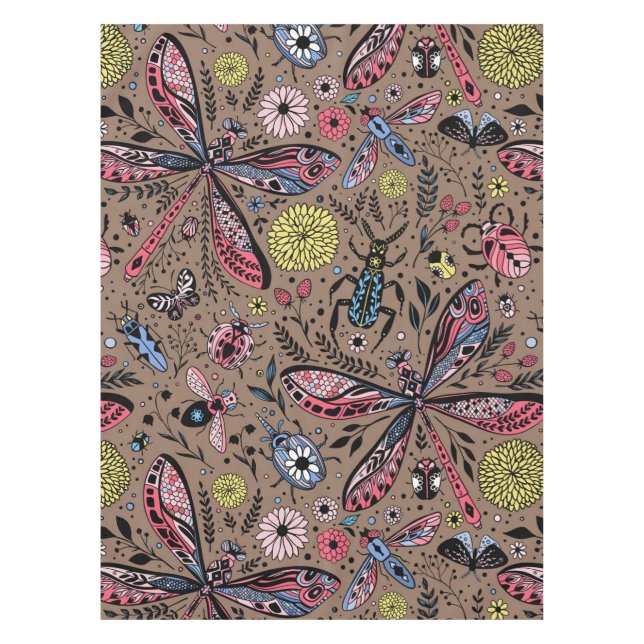 Doodle-Käfer auf mocha-braun Tischdecke (Vorderseite)