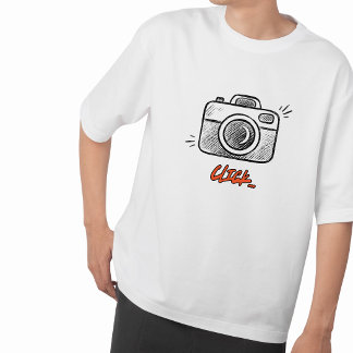 Doodle Kamera Klicken Typografie Minimal T-Shirt