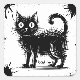 Doodle-Katze Quadratischer Aufkleber