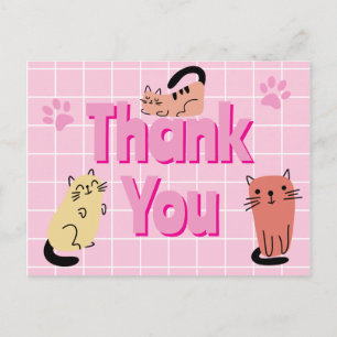 Doodle-Katzen Danke  Postkarte