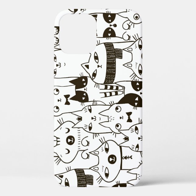 Doodle Katzen: lustiges, nahtloses Muster. Case-Mate iPhone Hülle (Rückseite)