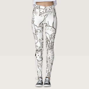 Doodle Katzen: schwarz-weiß. Leggings