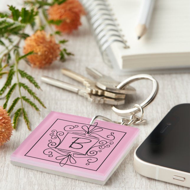 Doodle keychain with custom name monogram schlüsselanhänger (Vorderseite rechts)