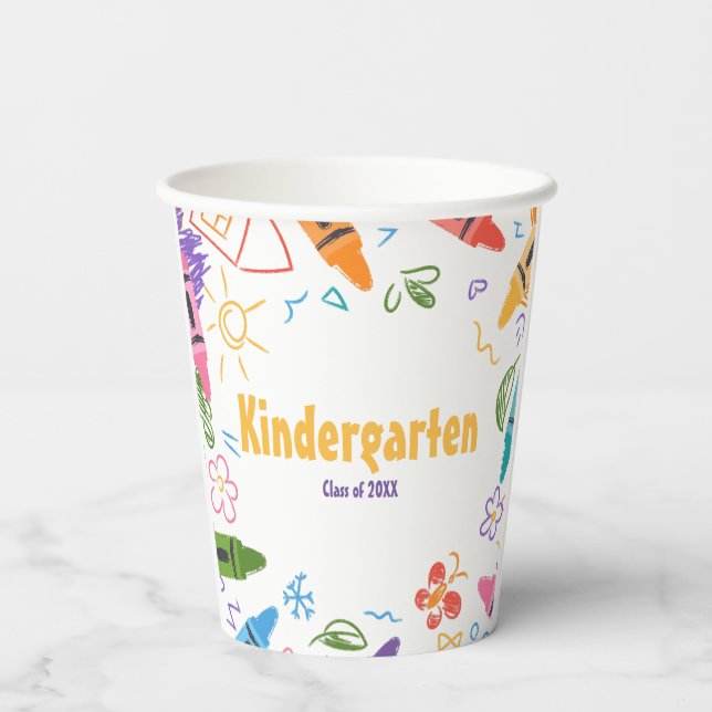 Doodle Kindergarten Graduierungsparty Pappbecher (Rückseite)