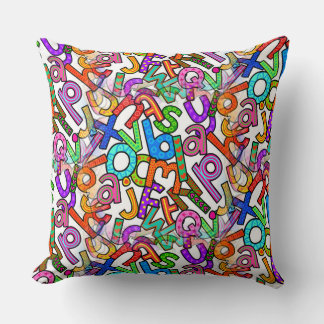 Doodle Kleinbuchstaben-Alphabetmuster Kissen