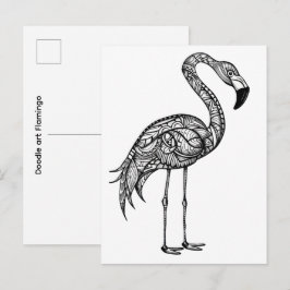 Doodle-Kunst Flamingo Postkarte