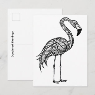 Doodle-Kunst Flamingo Postkarte