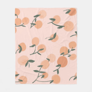 Doodle-Kunst: Orange Cherry Vintage-Muster Fleecedecke