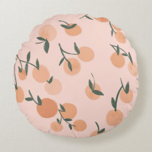 Doodle-Kunst: Orange Cherry Vintage-Muster Rundes Kissen