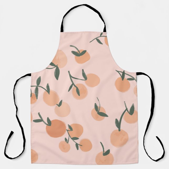 Doodle-Kunst: Orange Cherry Vintage-Muster Schürze (Vorderseite)