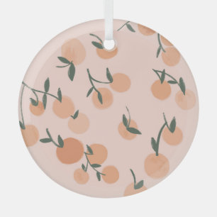 Doodle-Kunst: Oranges Kirsch Vintage-Muster Ornament Aus Glas