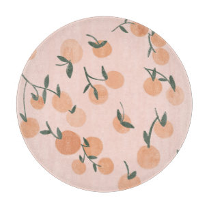 Doodle-Kunst: Oranges Kirsch Vintage-Muster Schneidebrett