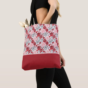 Doodle-Kunststil rote rosa Rosen Herzen Valentinst