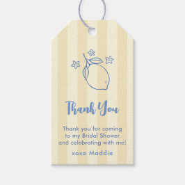 Doodle Lemon Yellow Blue Bridal Shower Favor Tags Geschenkanhänger