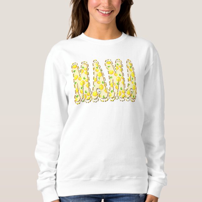Doodle Letters Bright Yellow Lemon Mama Sweatshirt (Vorderseite)