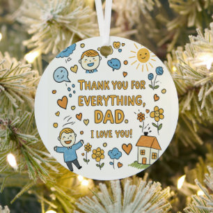 Doodle-Liebe für Vater Print-"Danke Vater" Ornament Aus Metall