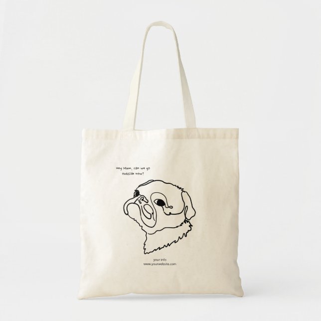 Doodle Line Art Mops Design Ihre eigene Tasche (Vorne)