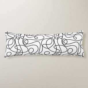 Doodle Line Art Muster Schwarz auf Weiß Seitenschläferkissen