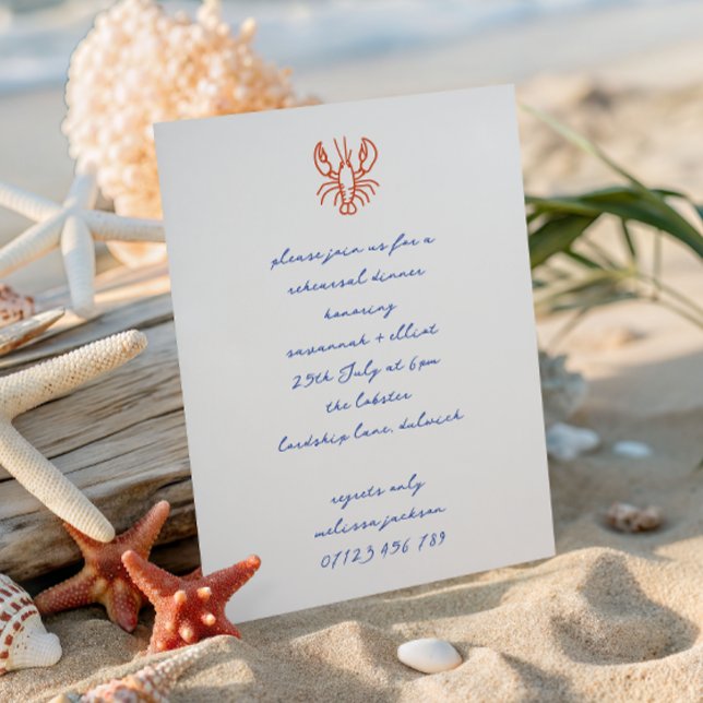 Doodle Lobster Wedding Rehearsal Dinner Einladung (Von Creator hochgeladen)